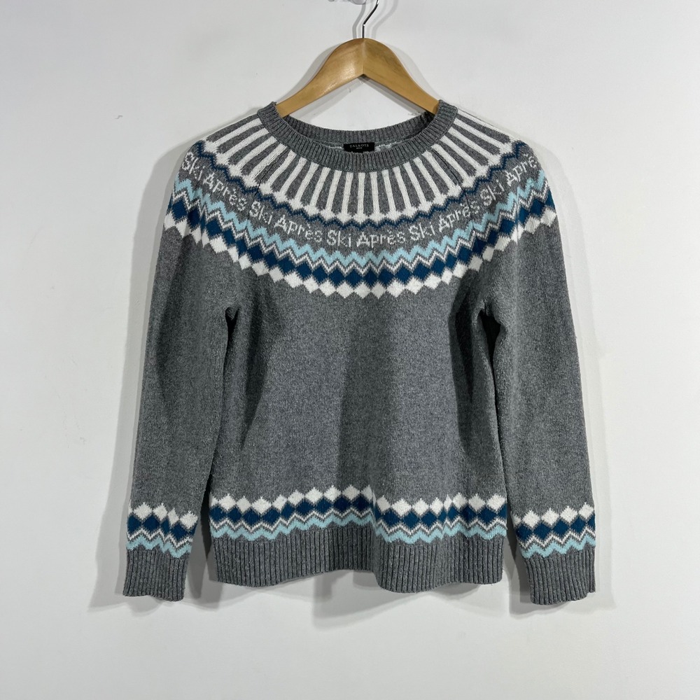 Talbots VTG 90s Ski Apres Fair Isle Merino Wool Blend Sweater Medium Cottagecore